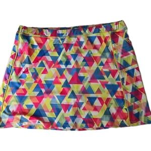 Plus Moda Tek Skort 2X Geometric Colorful Athleisure Pickleball Summer NWT